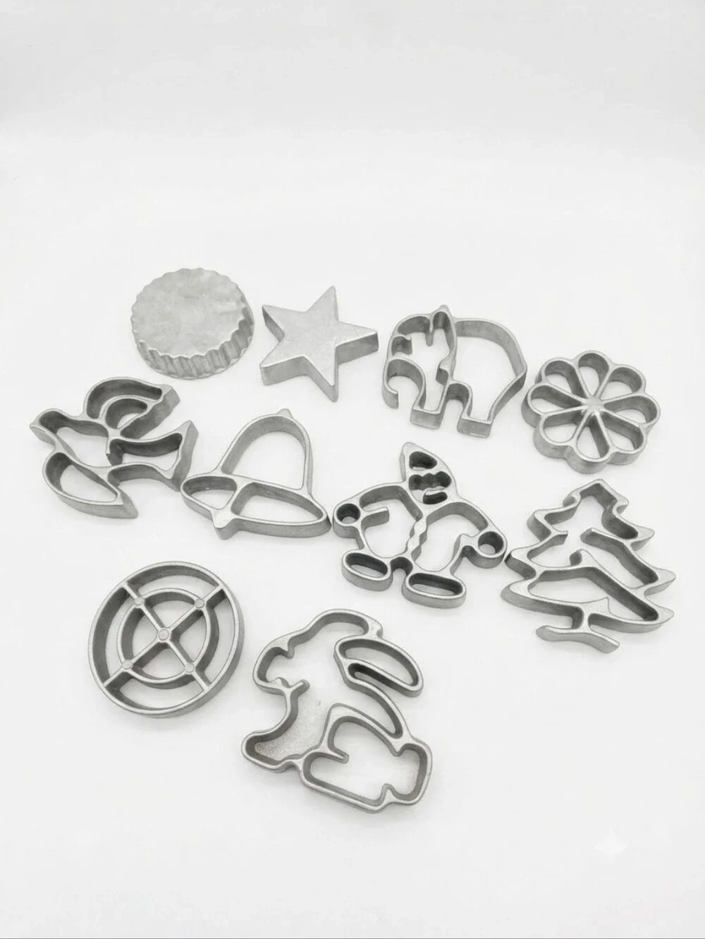 Vintage Cast Aluminum Rosette Timbale Iron Mold Lot 10 Pc Holiday Animal Shapes